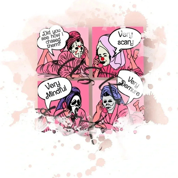 Very Scary Mindful Demure Spooky Halloween Shirt Pink Jason Scream Trendy Black - Picture 3 of 3